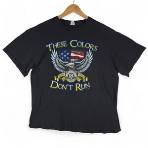 Vtg Patriotic Eagle Graphic T-Shirt Mens XL Black USA 90s These Colors Don't Run